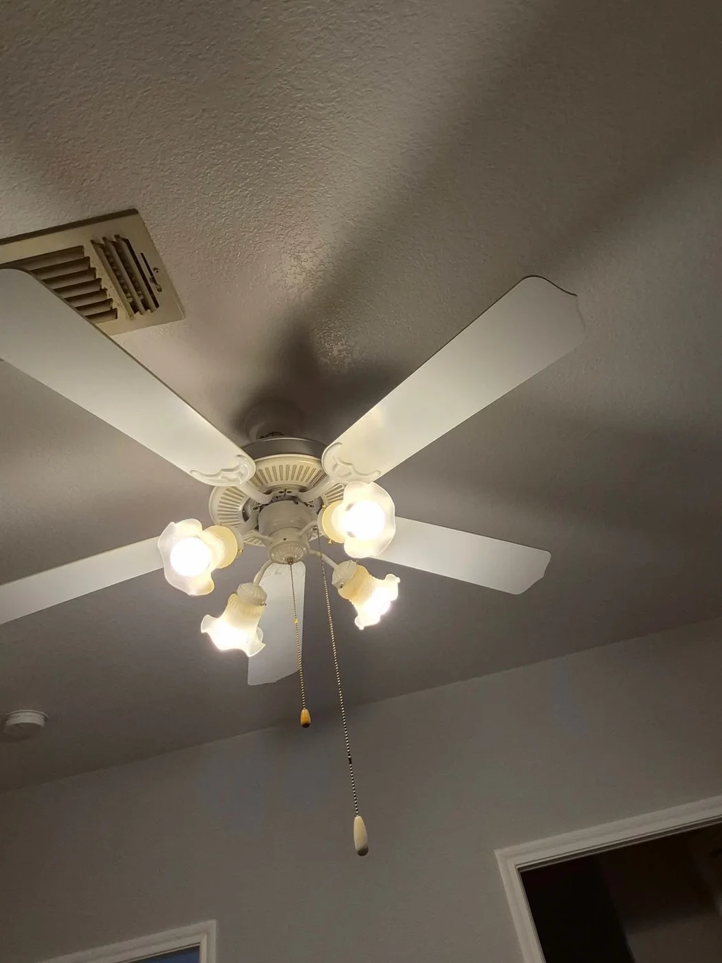 Ceiling fan and light fixture cleaned